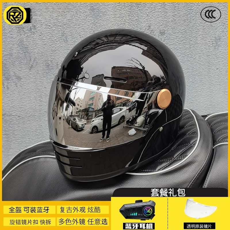 ORZ 남성 여성 레트로 풀 페이스 오토바이 헬멧 3C - Full Face Motorcycle Helmet With Bluetooth 리뷰 및 가격