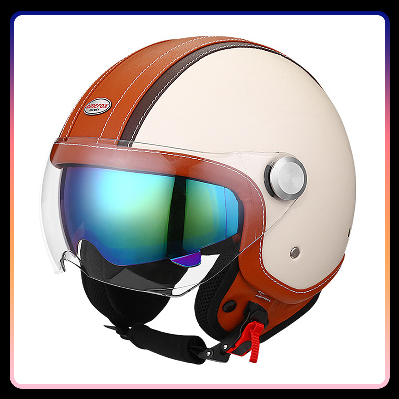 DOT 승인 Daul 렌즈 오픈 페이스 오토바이 헬멧  - Vintage Open Face Retro Helmet 리뷰 및 가격