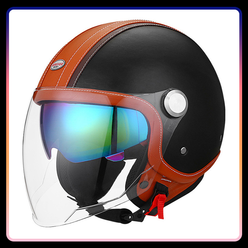 DOT 승인 Daul 렌즈 오픈 페이스 오토바이 헬멧  - Vintage Open Face Retro Helmet 리뷰 및 가격